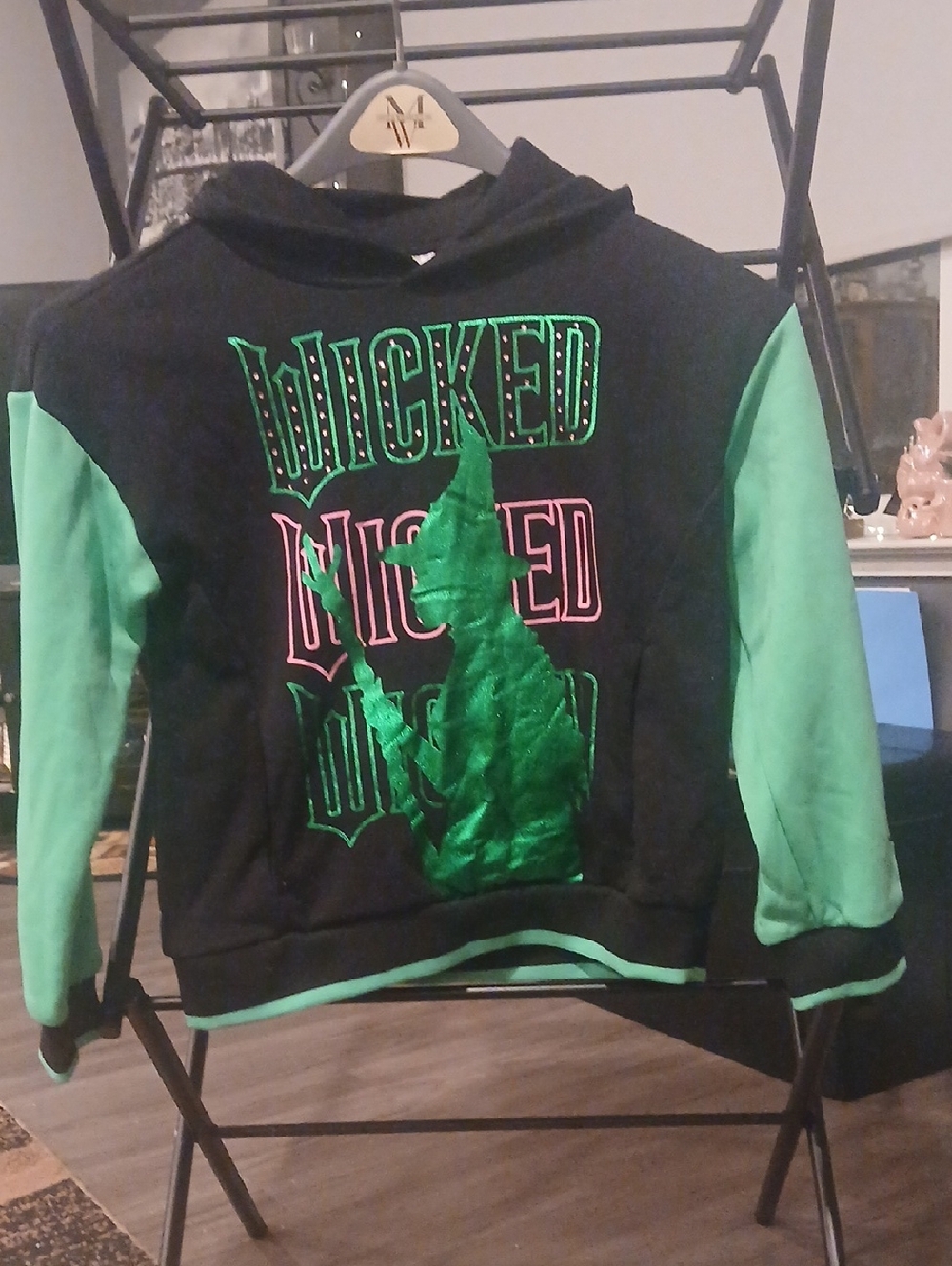 Kids Black & Green 'Wicked' Graphic Hooded Sweatshirt